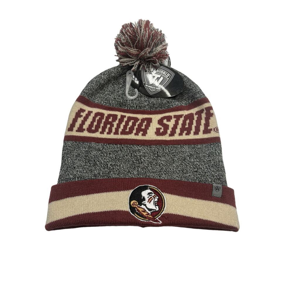 Florida State Seminoles NCAA Cumulus Knit Beanie With Pom, Top Of The World  O/S